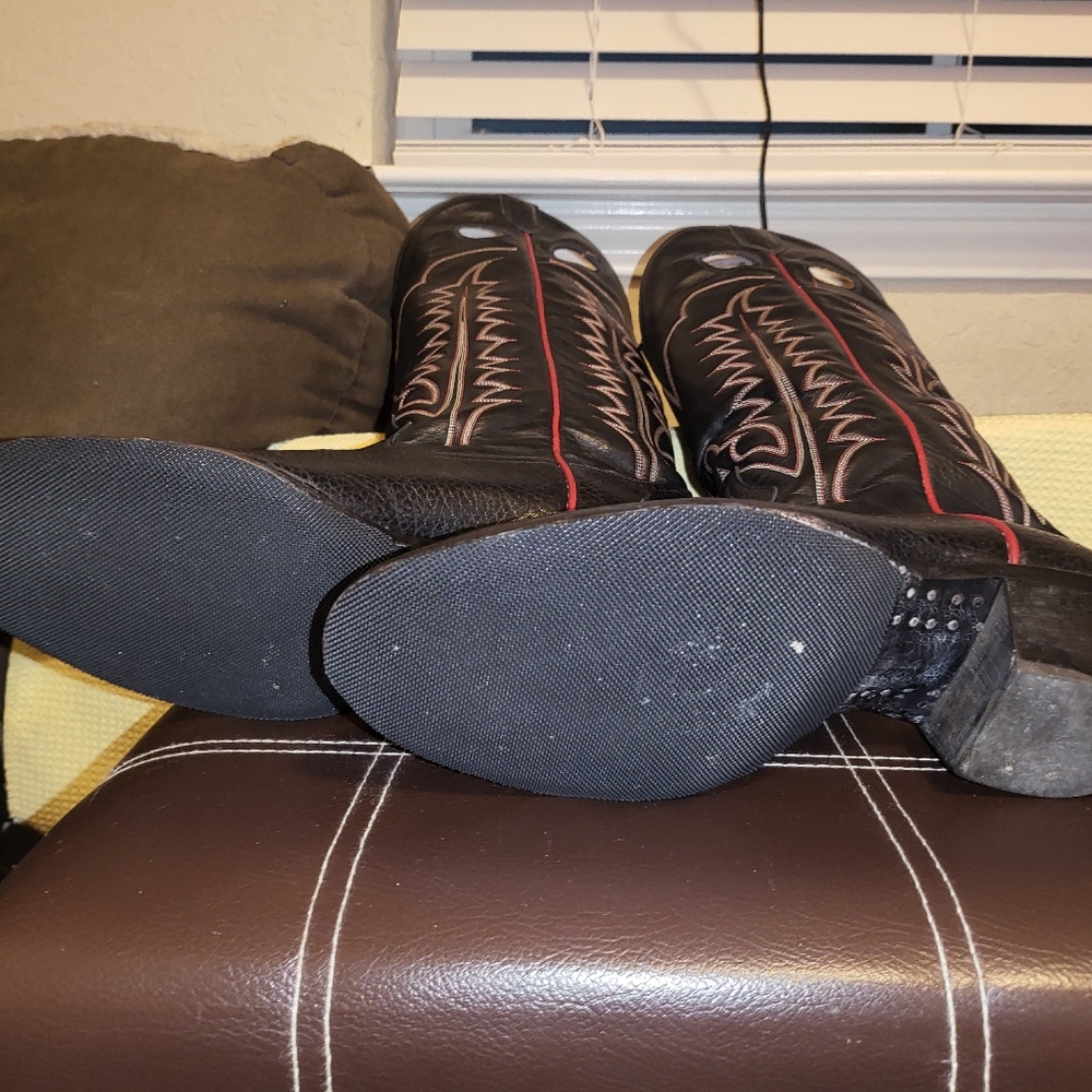Tony Lama -Black Bullhide Buckaroo- Size 8.5EE - - Picture 3 of 5